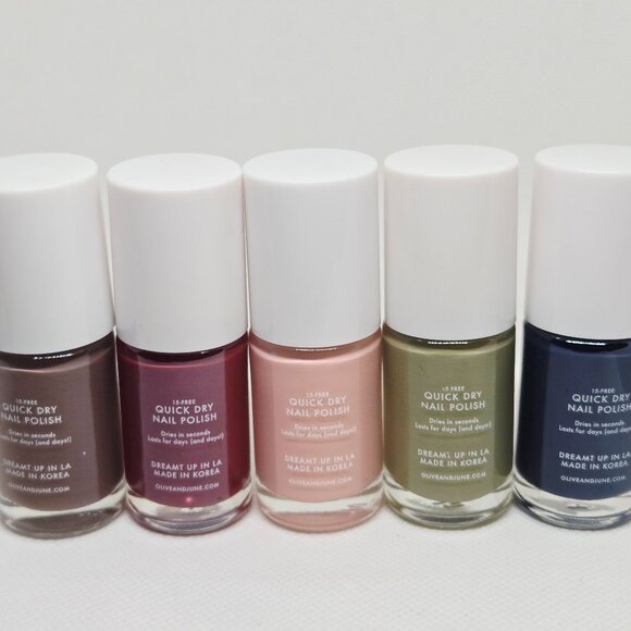 BUNDLE OF 5 NEW KOREA OLIVE & JUNE QUICK DRY NAIL POLISH ASSTD COLORS $55 VALUE - Picture 5 of 7